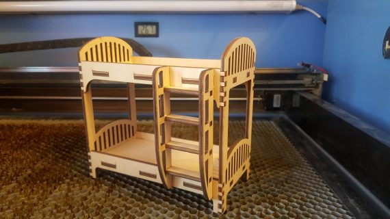 Laser Cut Toy Bunk Bed Dollhouse Furniture CDR File