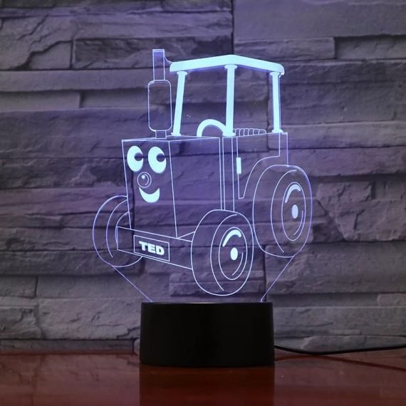Laser Cut Tractor Ted 3D Optical Illusion LED Lamp Hologram CDR File