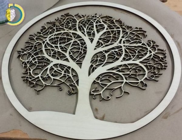 Laser Cut Tree in Circle Free CDR Vector