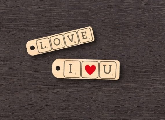 Laser Cut Valentine Day Keychains Keyrings Template Free Vector