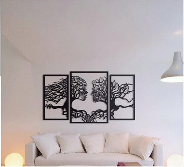 Laser Cut Wall Art Tree Couple Face Shape Free