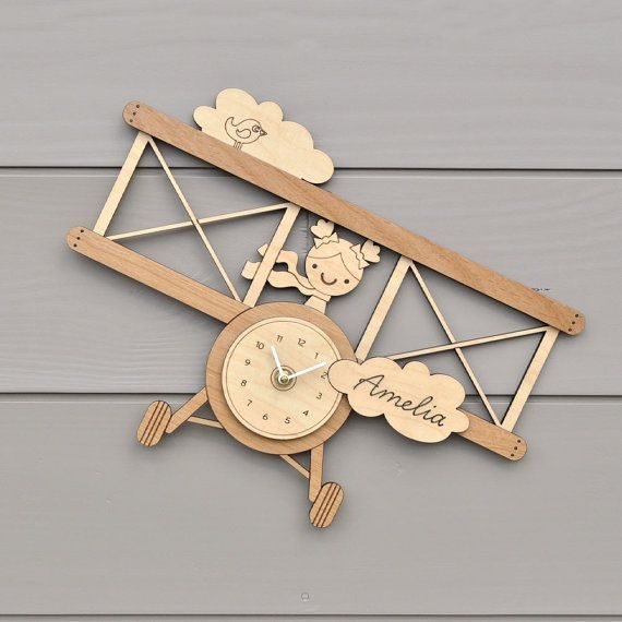 Laser Cut Wall Clock Template for Kids Room