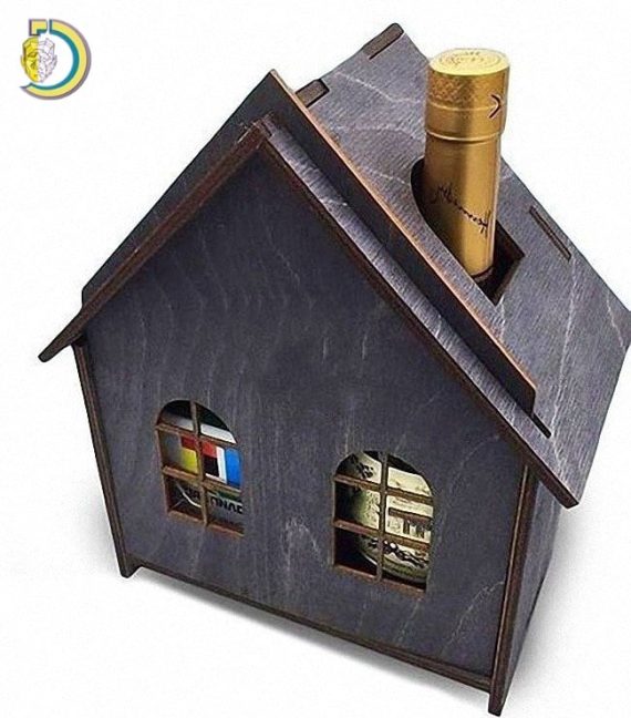 Laser Cut Wine Box House Gift Box Free Vector