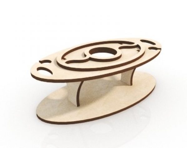 Laser Cut Wine Holder Table Holds Wine Bottle And 2 Wine Glasses CDR File