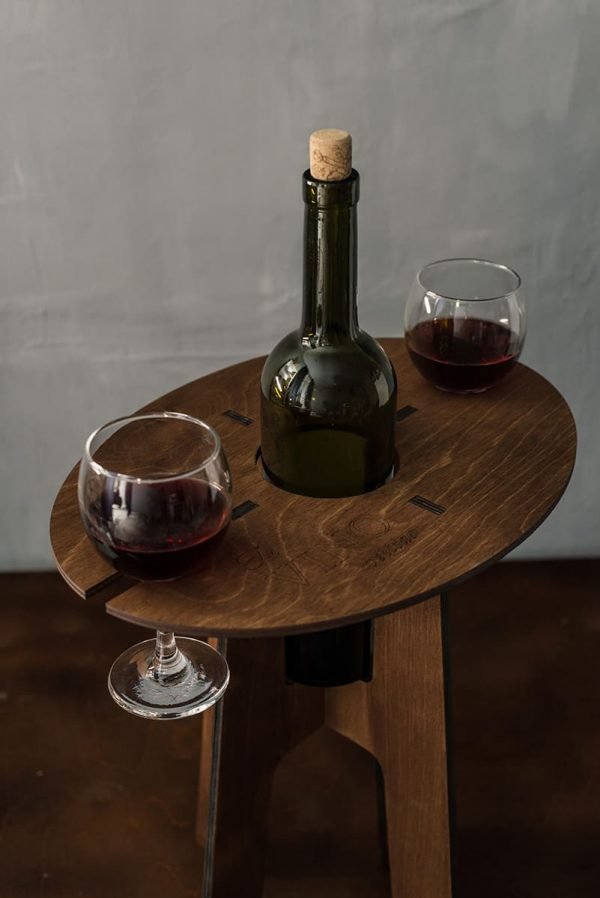 Laser Cut Wine Holder Wine Table For Two Gift For Couples CDR File