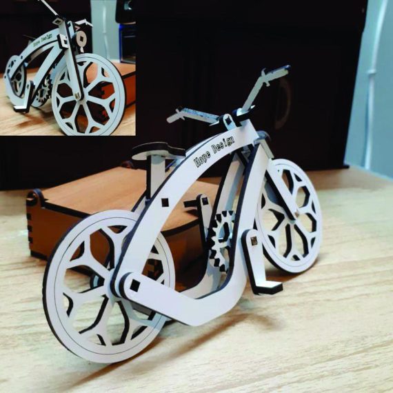 Laser Cut Wooden Bicycle 3D Puzzle Model CNC File Free
