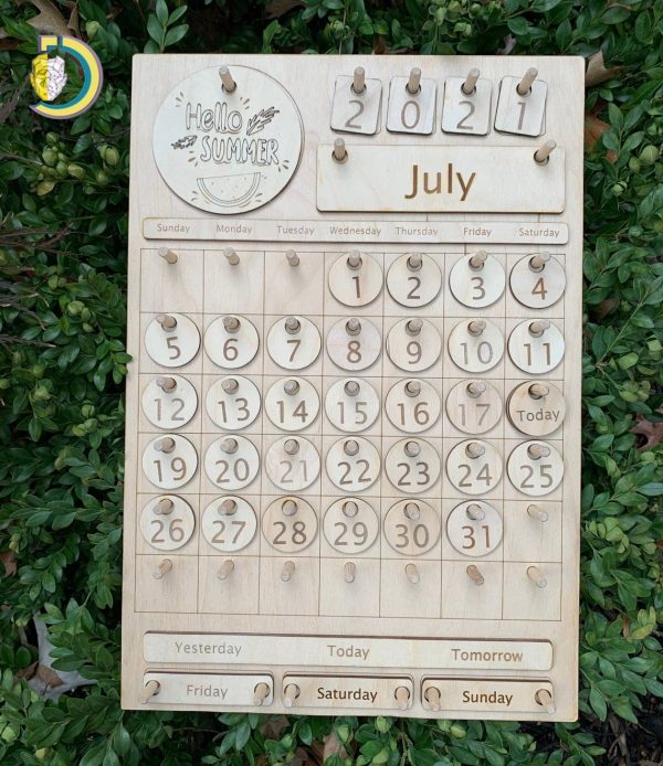 Laser Cut Wooden Calendar Free CDR Vector - Dezin.info