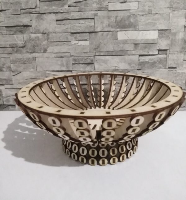 Laser Cut Wooden Candy Bowl Basket Wooden Flower Basket CDR File