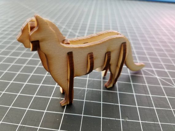 Laser Cut Wooden Cat 3D Puzzle PDF File Free Vector