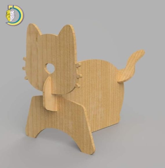 Laser Cut Wooden Cat Decor DXF Free Vector