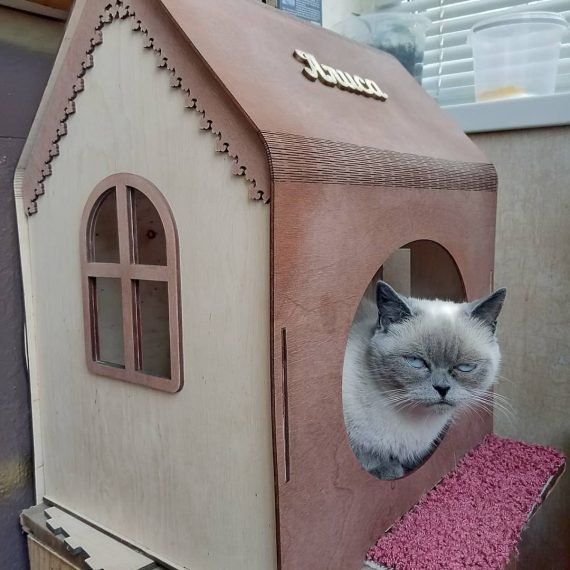 Laser Cut Wooden Cat House Cat Furniture Cat Lover Gift CDR File