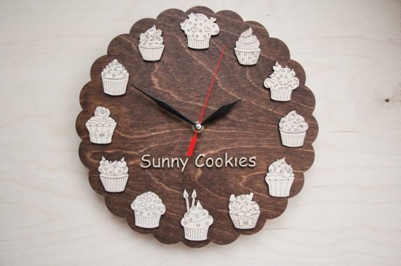 Laser Cut Wooden Cookies Clock Wall art Free Vector