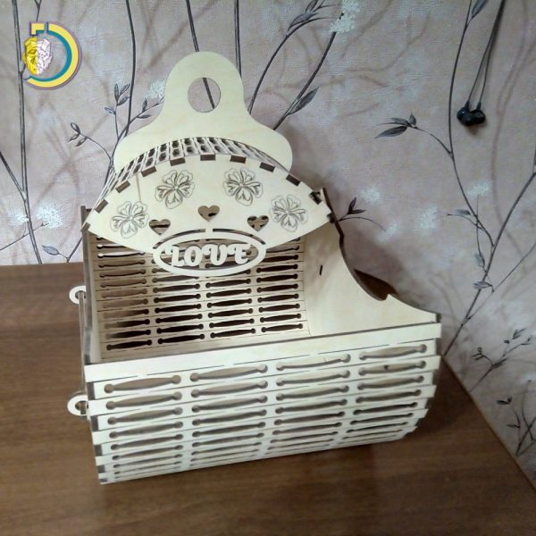 Laser Cut Wooden Decorative Basket Free Vector