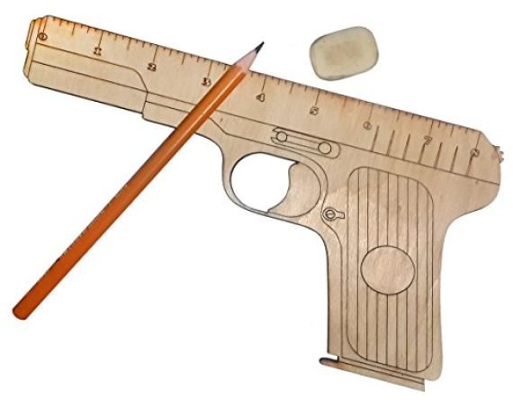 Laser Cut Wooden Gun Shaped Measuring Ruler Free Vector