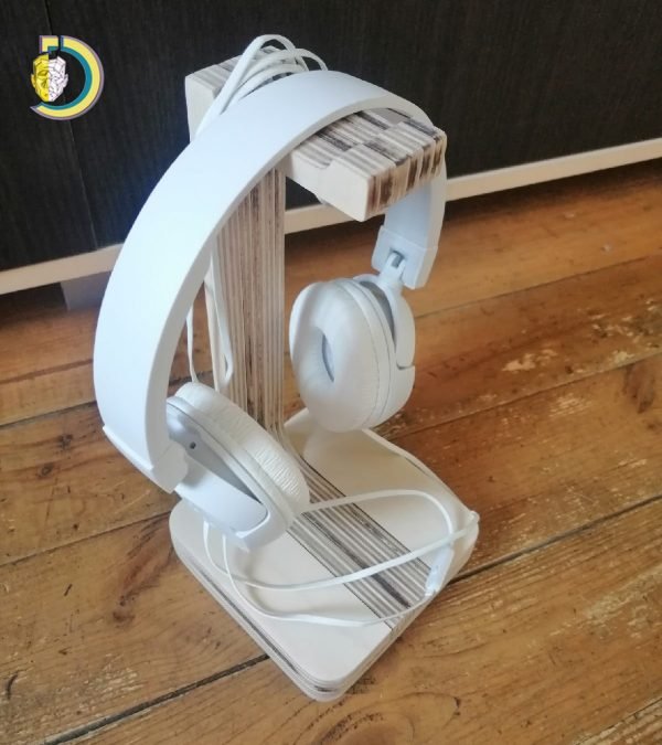 Laser Cut Wooden Headphone Stand Headset Holder Free Vector