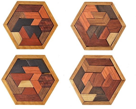 Laser Cut Wooden Hexagon Puzzle Game For Kids Educational Gift CDR File