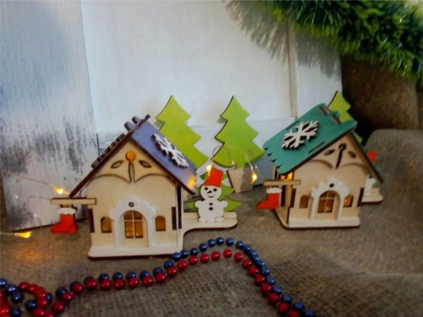 Laser Cut Wooden House Christmas Village CDR File