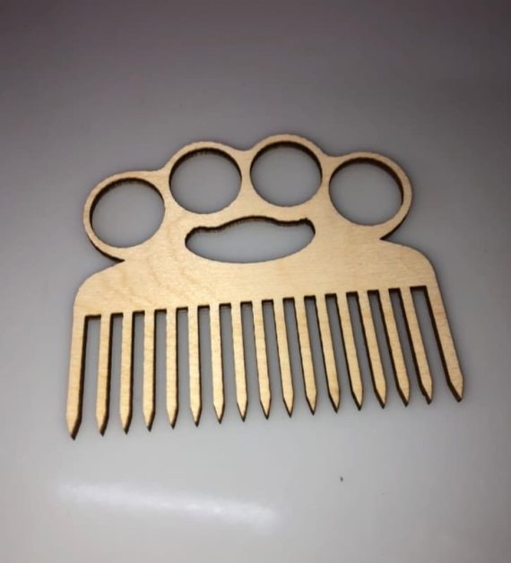 Laser Cut Wooden Knuckles Beard Comb Wide Tooth Comb Free Vector cdr Download