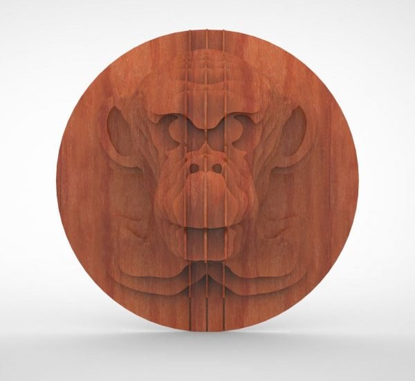 Laser Cut Wooden Monkey's head Vector File Free