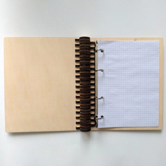Laser Cut Wooden Notebook With Ring Mechanism Ring Binder A5 CDR File