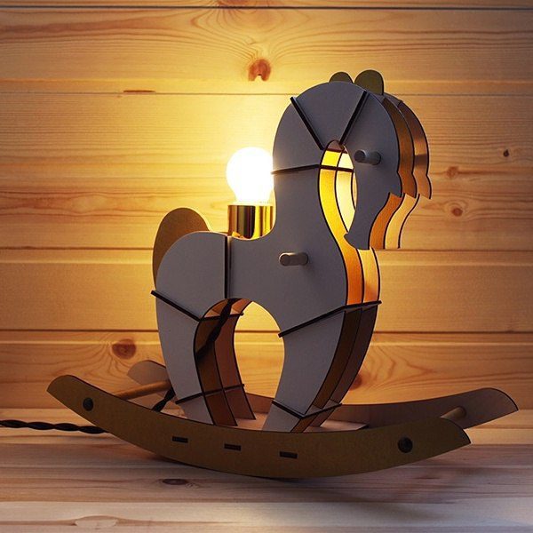 Laser Cut Wooden Parametric Horse Lamp Free Vector