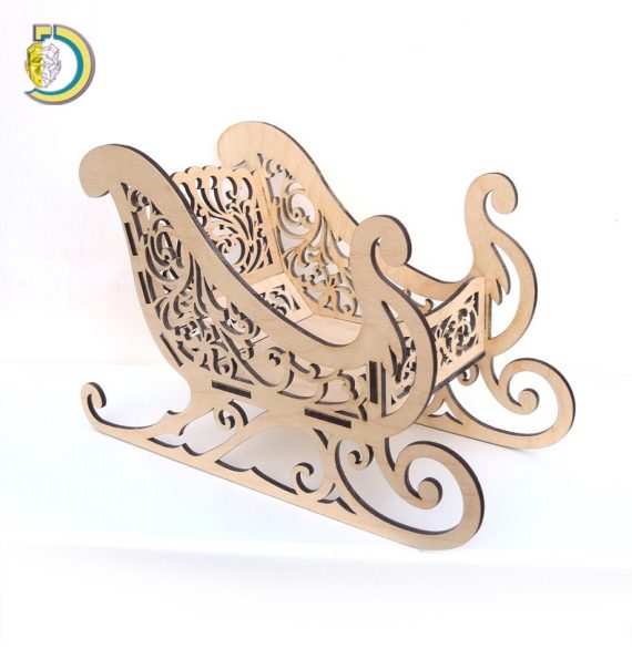 Laser Cut Wooden Santa Sleigh Christmas Decorations Free Vector