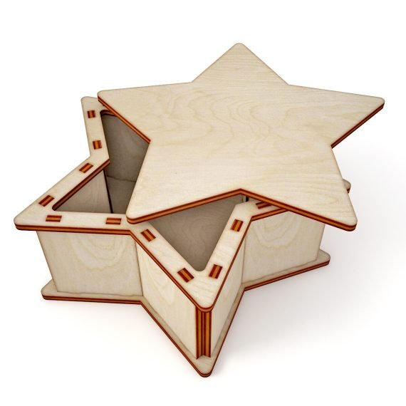 Laser Cut Wooden Star Gift Box CDR File