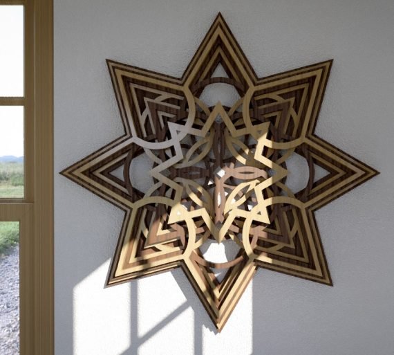Laser Cut Wooden Star Layered Wall Art CDR File