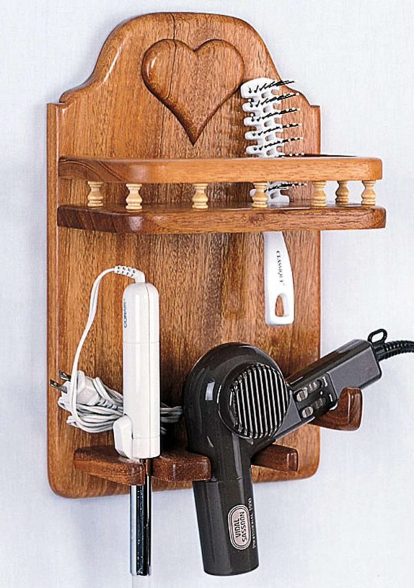Laser Cut Wooden Storage Hair Dryer CDR Free Vector