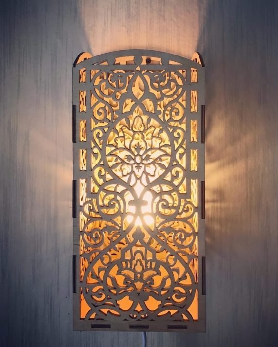 Laser Cut Wooden Wall Lamp CDR File Free