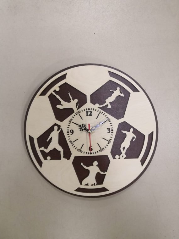 Laser Cut Wooden football Clock Free Vector