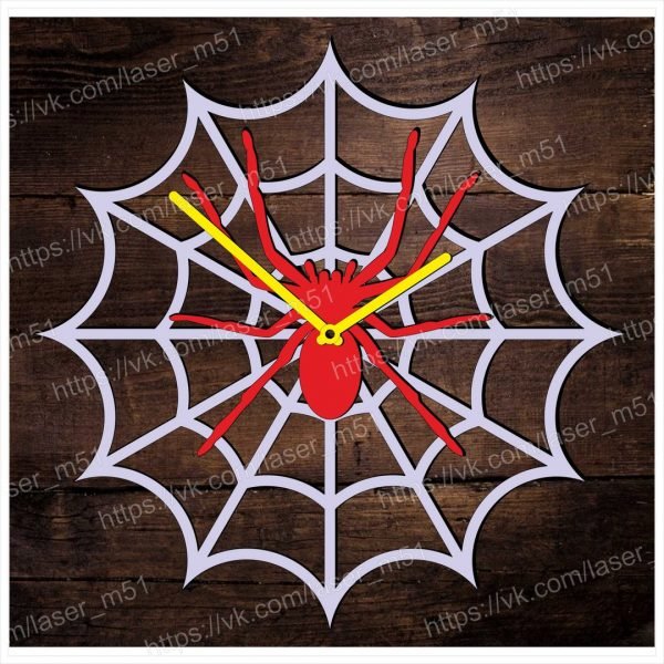 Laser Cut Wooden spider watch Layout vector file free