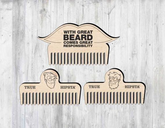 Laser Cut beard comb Layout DXF File