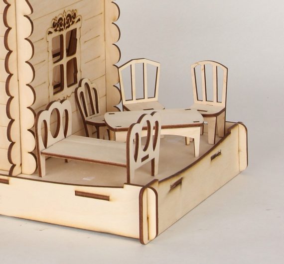 Laser Cut bed, doll furniture, chair Drawing