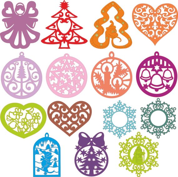 Laser Cut christmas decorations Layout DXF File Free