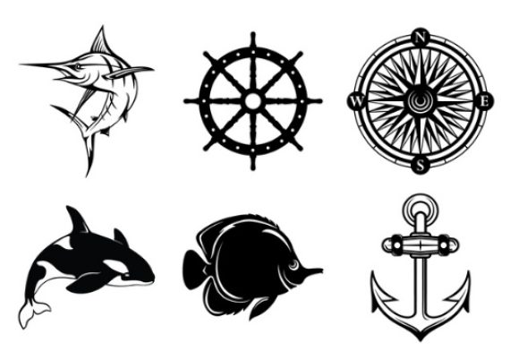 Laser Cut dxf files on a marine theme Vector File free