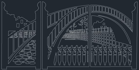 Laser Cut gate with a wicket Bridge Vector File free