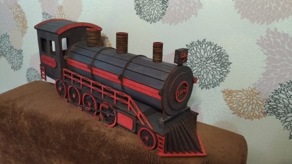 Laser Cut model of a steam locomotive Drawing