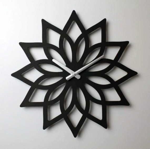 Laser Cut wall decor lotus clock vector file free