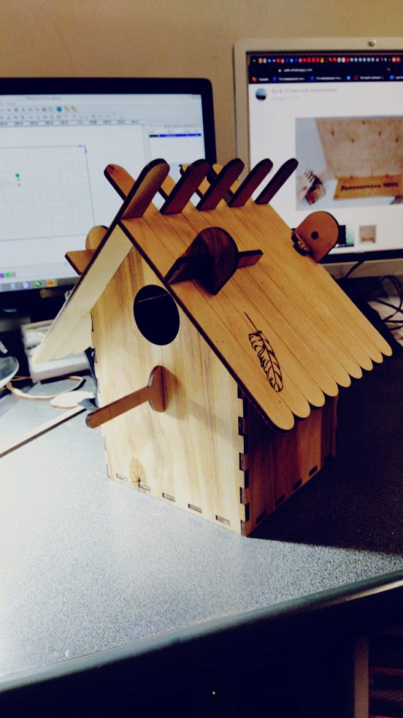 Laser Cut wooden Bird House Free Vector