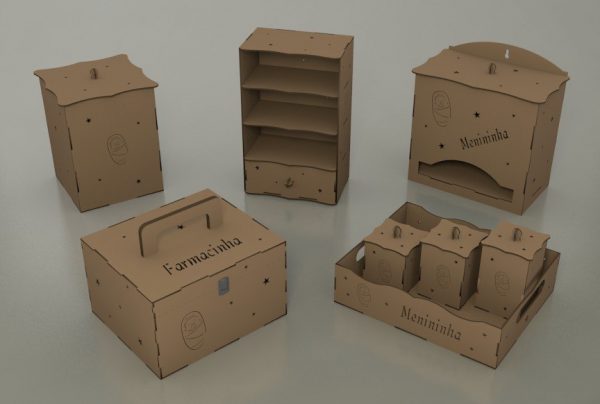 Laser Cut wooden Casket set Template Free Vector Drawings in DXF format