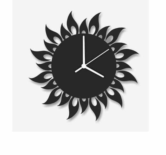 Laser Cutting Sunflower Clock Design Free Vector