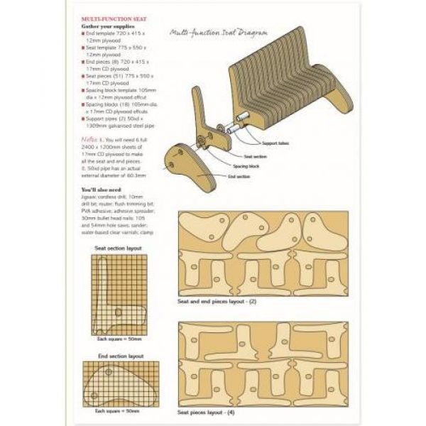 Laser cut Layout plan for parametric bench vector file free