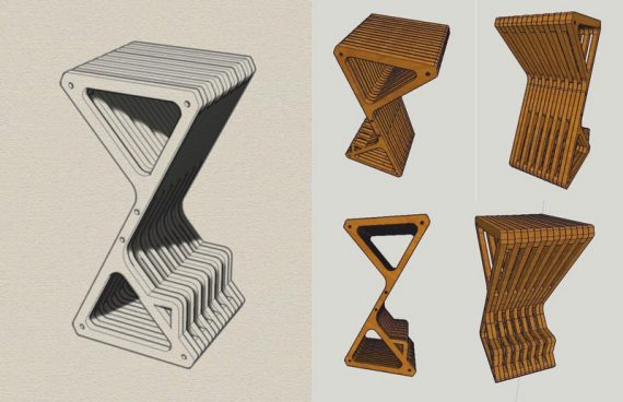 Laser cut Layout plan for parametric stool vector file free