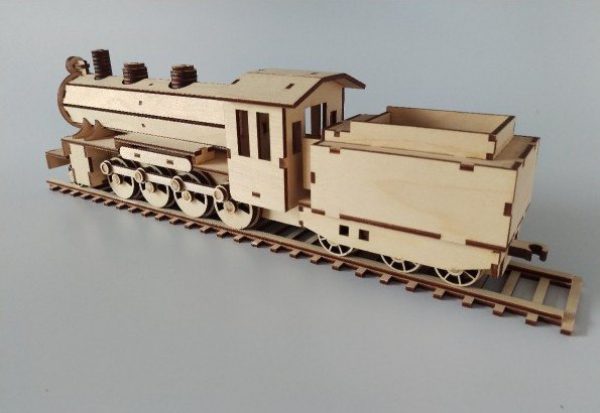 Laser cut kit Steam Train with its Tender free vector