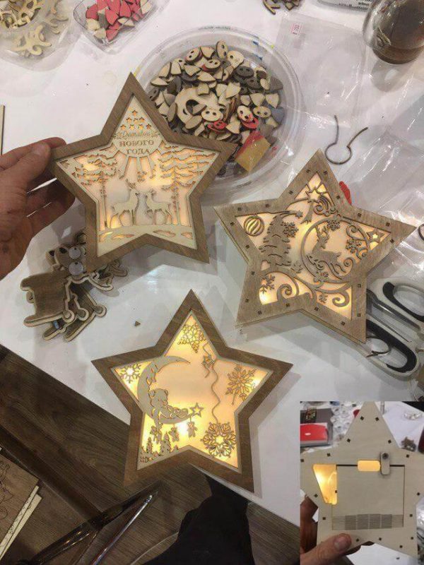 Laser cut night light star free vector
