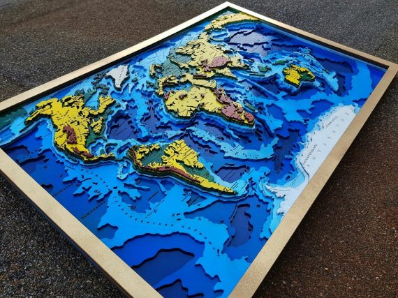 Laser cut wooden World map free vector