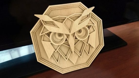 Laser cut wooden multilayer owl free vector