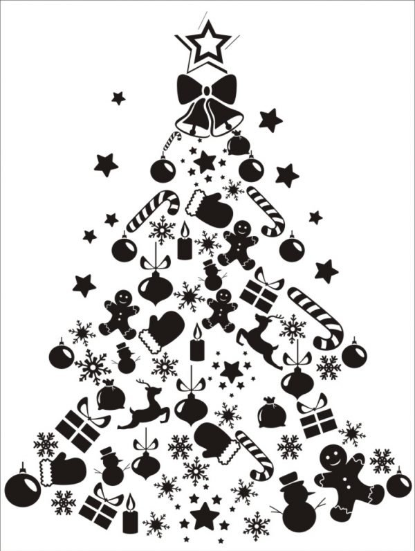 Laser engraving Christmas Tree vector file free