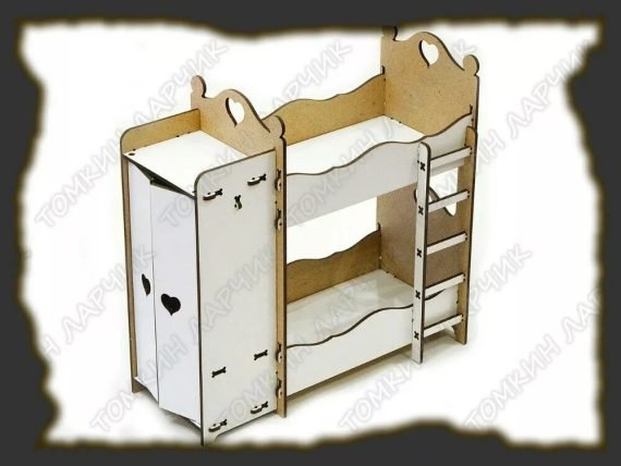 Layout for bed-cabinet for dolls
